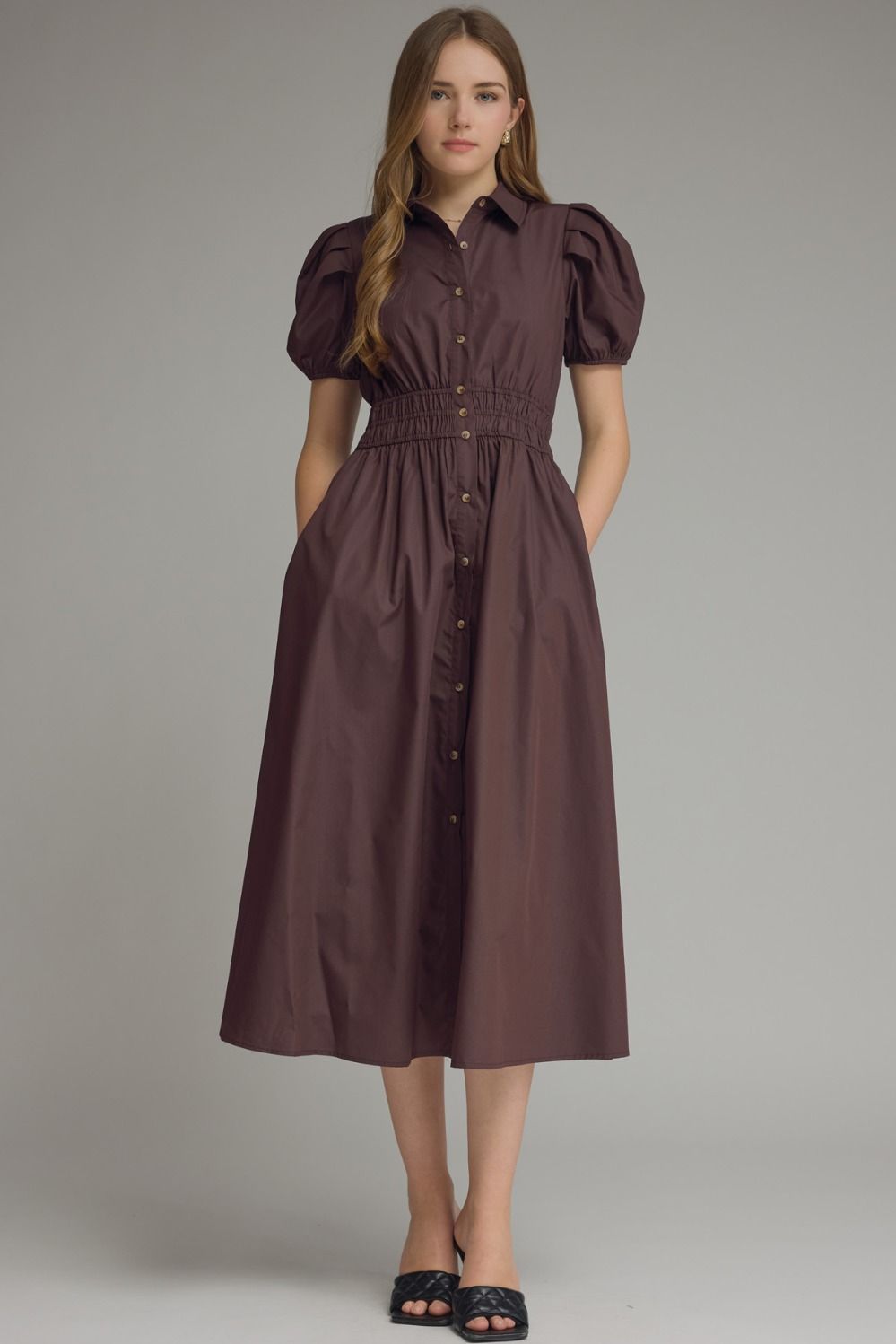 The Demi Chocolate Brown Midi Dress