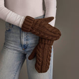 Brown Cable Knit Mittens