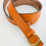 Minimalist Gold Buckle Belt - Camel
