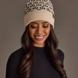Cream Small Floral Pattern Knit Pom Hat