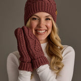 Dk. Pink Cable Knit Hat with Pom