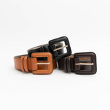 Square Buckle Belt Dark Brown
