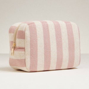 Pink -Terry Fabric Striped Multi-Purpose Pouch