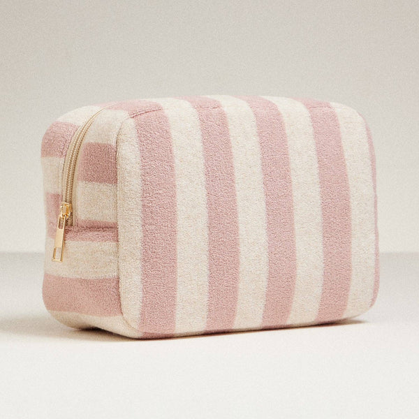 Pink -Terry Fabric Striped Multi-Purpose Pouch