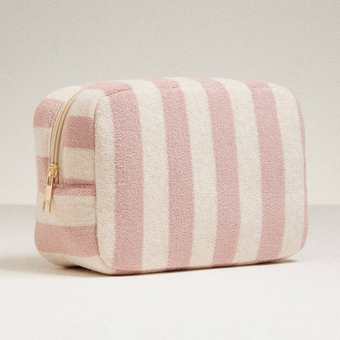 Pink -Terry Fabric Striped Multi-Purpose Pouch