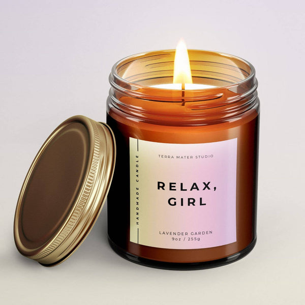 Relax, Girl | All-Natural Scented Candle: Lavender Garden | 9 oz
