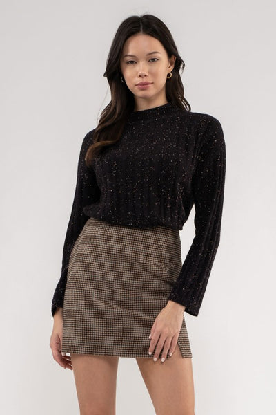 the Marjorie mock neck ribbed knit sweater