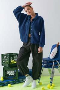 the Zara Solid Snap Button Fleece Jacket