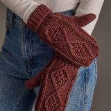 Dark Pink Cable Knit Mittens