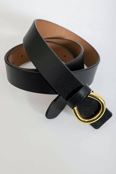 Minimalist Gold Buckle Belt Black