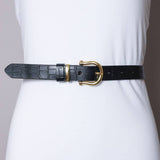 Faux Alligator Skin Leather Belt