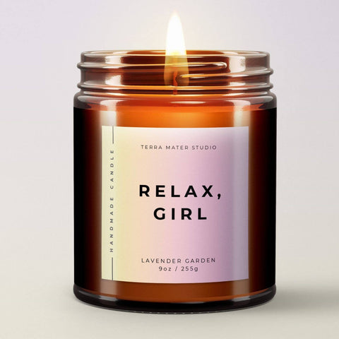 Relax, Girl | All-Natural Scented Candle: Lavender Garden | 9 oz