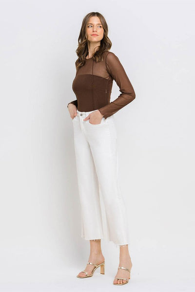 White Denim High Rise Crop Wide Leg - Vervet   A9