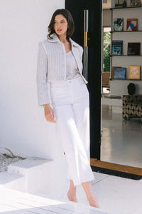 White Denim High Rise Crop Wide Leg - Vervet   A9