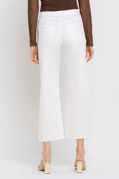 White Denim High Rise Crop Wide Leg - Vervet   A9