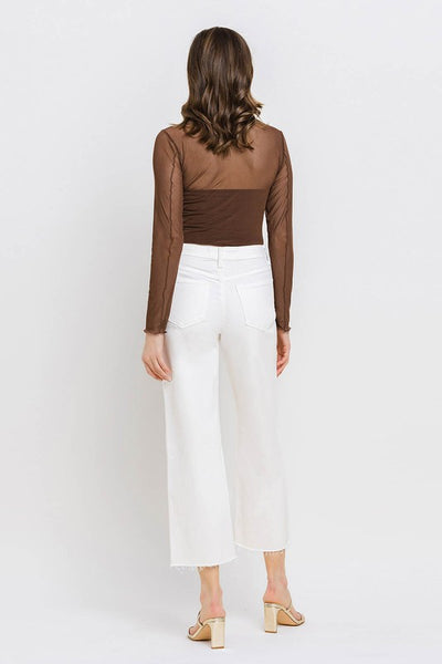 White Denim High Rise Crop Wide Leg - Vervet   A9