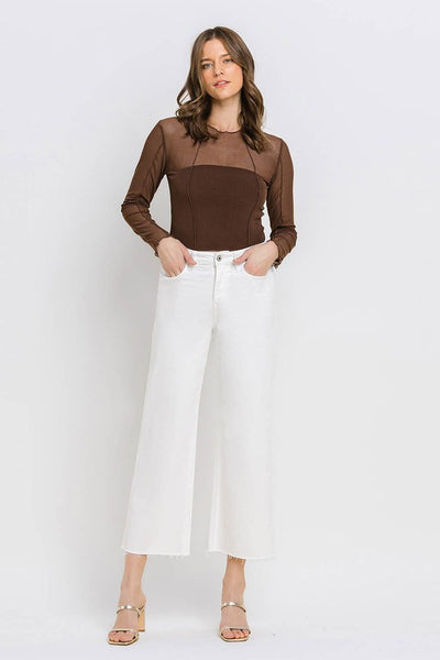 White Denim High Rise Crop Wide Leg - Vervet   A9