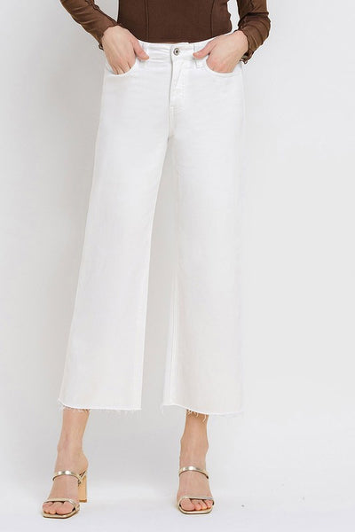 White Denim High Rise Crop Wide Leg - Vervet   A9