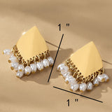 Gold diamond shape with mini pearl drops