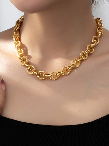 Gold dipped chunky link chain necklace