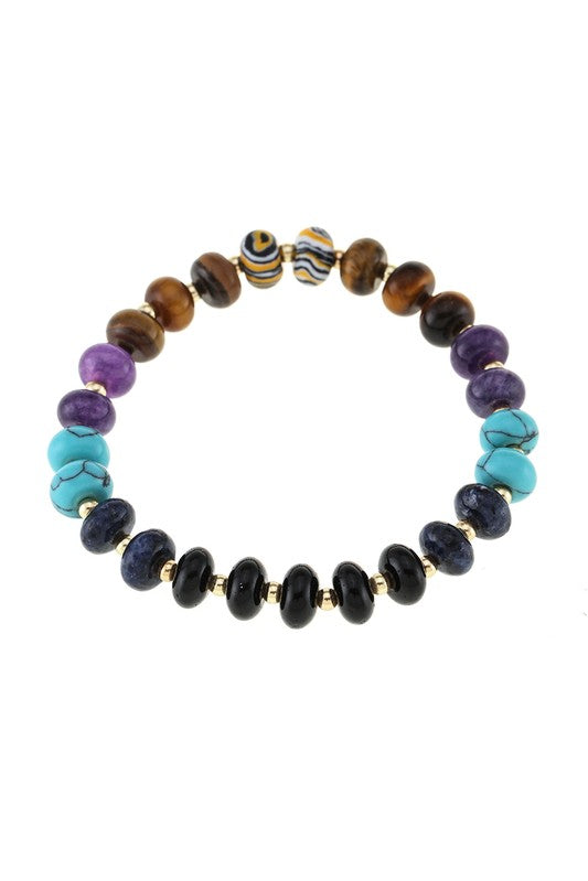 Colorful Agate stone stretchy bracelet