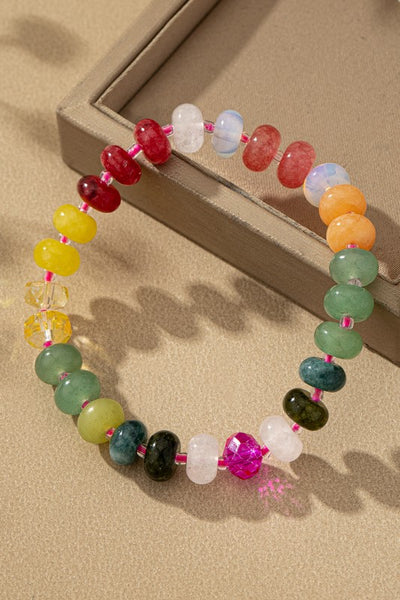 Colorful Agate stone stretchy bracelet