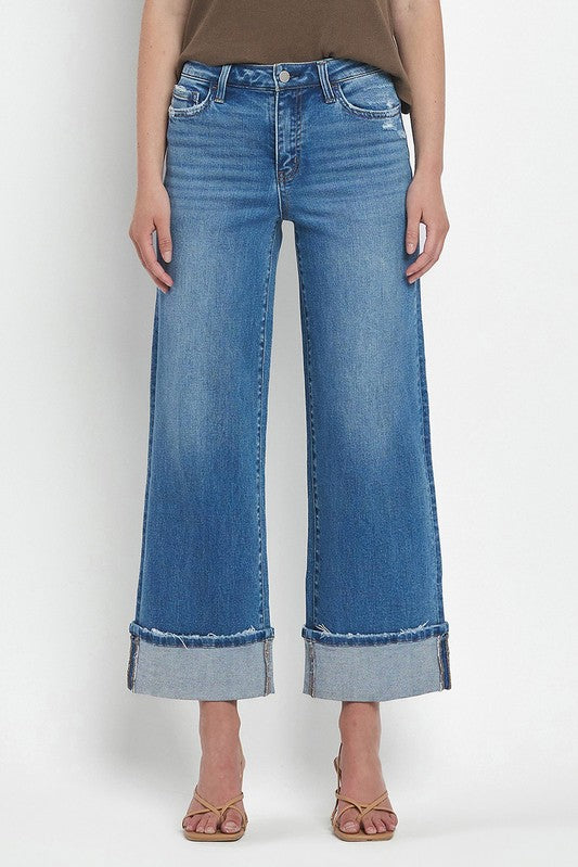 High Rise Wide leg Cuffed Jeans - Flying Monkey denim - G3