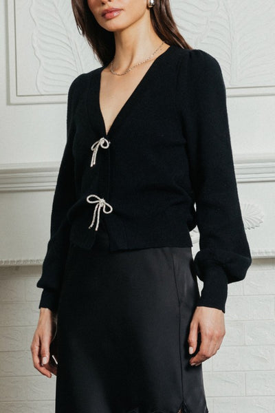 the Karis Black Bow Sweater