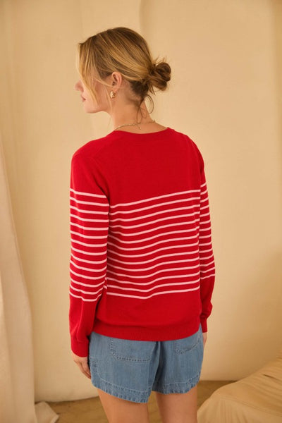 The Sammy Red And Pink Stripe Cardigan