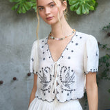 The Birdie Ivory Tie Top