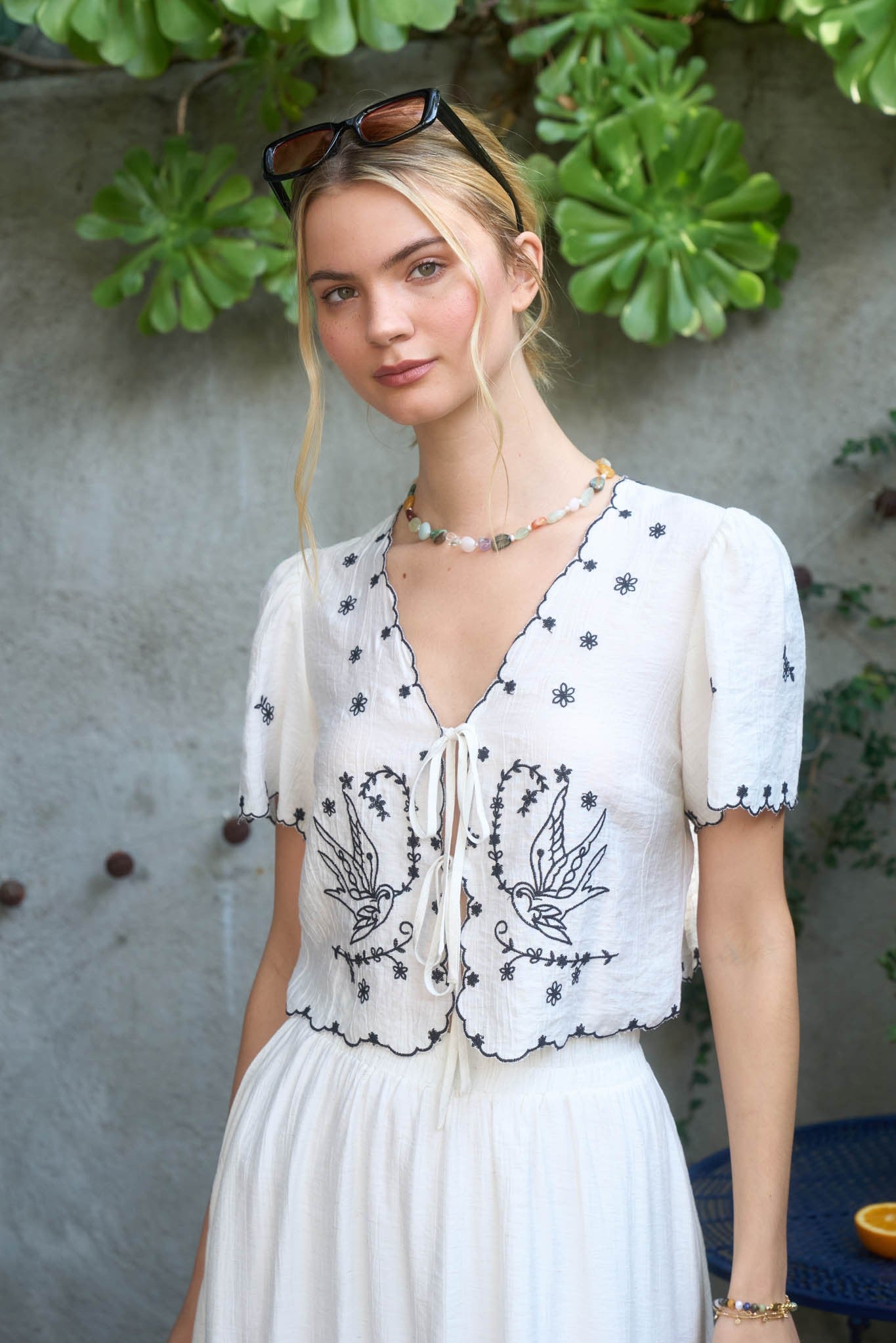 The Birdie Ivory Tie Top