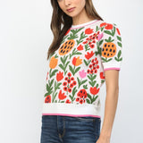 The Brodie Floral Short Sleeve Sweater