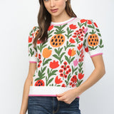 The Brodie Floral Short Sleeve Sweater