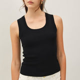 The Mae Black Knit Tank Top