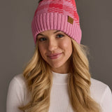 Pink & Bright Pink Plaid Knit Pom Hat