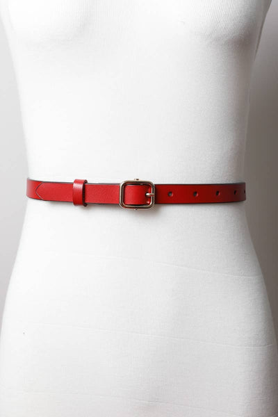 Red Skinny Leather Belt