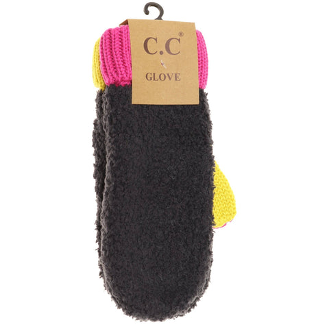 Color Block Sherpa Knit Women's Mittens