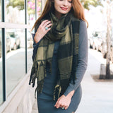Comfortable Flannel Tassel Scarf - Perfect Winter Accessory: Navy