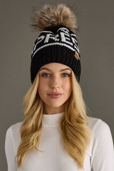 Apres Black & White Pom Hat