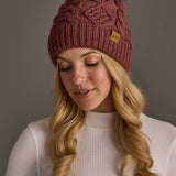 Dk. Pink Cable Knit Hat with Pom