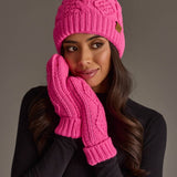 Bright Pink Cable Knit Pom Hat