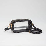 Checker Double Zipper Oval Clear Crossbody Bag