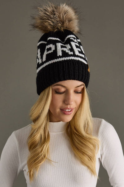 Apres Black & White Pom Hat