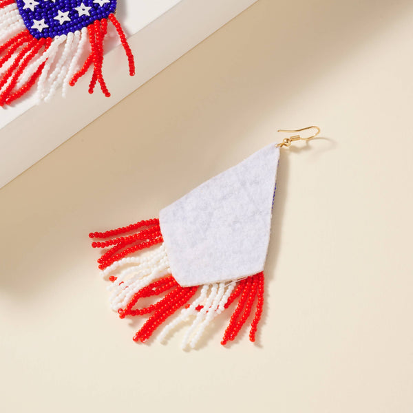 Flag Seed Beaded Dangling Earrings