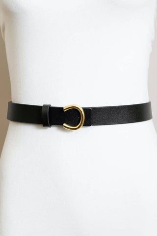 Minimalist Gold Buckle Belt Black