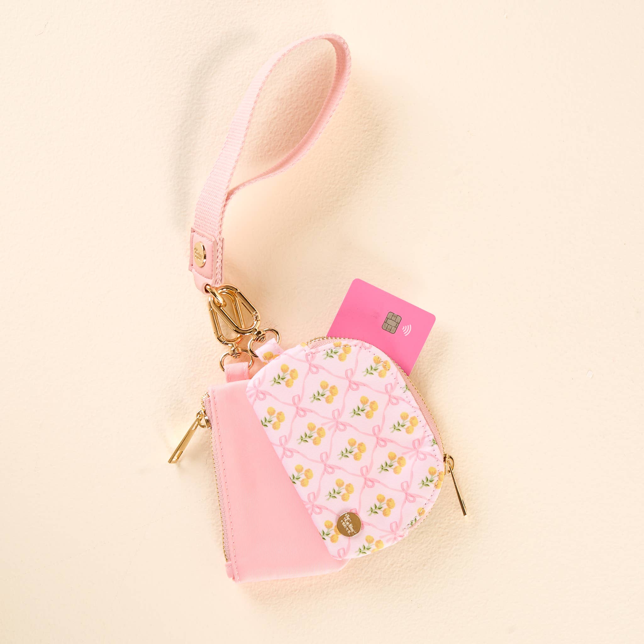 Floral Pink - Duo Pouch Wristlet