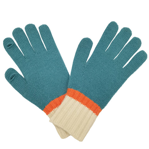 Three Tone Knit Plain Winter Long Gloves - 3 colors