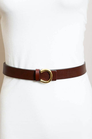 Minimalist Gold Buckle Belt Brown