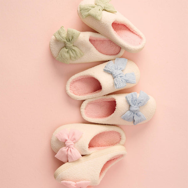 Betty Bow Light Blue - Fuzzy Slippers