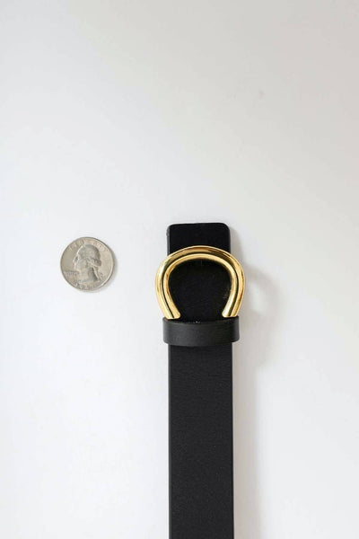 Minimalist Gold Buckle Belt Black